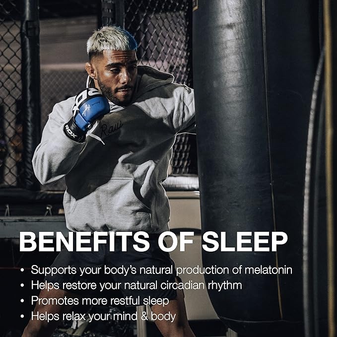 RAW Natural Sleep Aid Supplement - Relaxation Enhancer & Mood Support with Melatonin, Magnesium, Zinc, L-Tryptophan & Lemon Balm Extract to Relax & Calm The Mind & Body - 30 Servings, Strawberry Kiwi