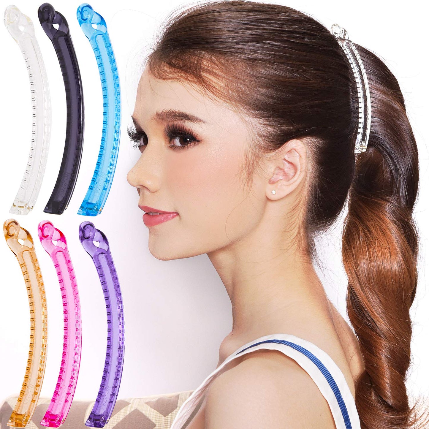 RC ROCHE ORNAMENT 6 Pcs Womens Thin Banana Ponytail Maker Holder Cute Secure Grip Hair No Slip Girls Ladies Beauty Fashion Acces