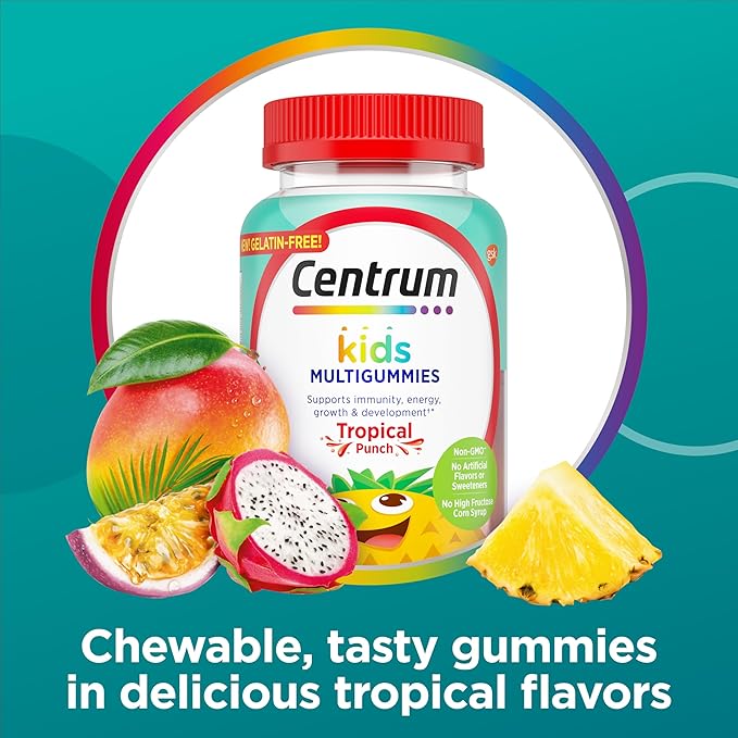 Centrum Kids Multivitamin Gummies, Tropical Punch Flavor Made With Natural Flavors, Stocking Stuffer, 150 Count, 150 Day Supply