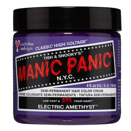 MANIC PANIC Electric Amethyst Purple Hair Dye - Classic High Voltage - Semi Permanent Bright Purple Hair Color With Violet And B