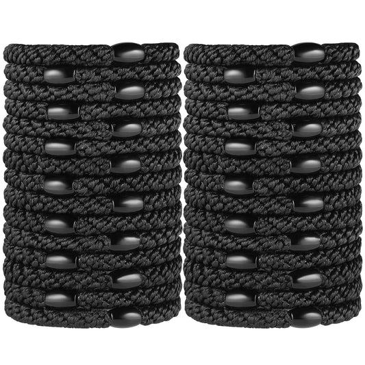 Black Elastic Hair Ties For Women And Girls, Funtopia 30 Pcs No Metal No Slip Braided Ponytail Holders For Thick And Medium Hair