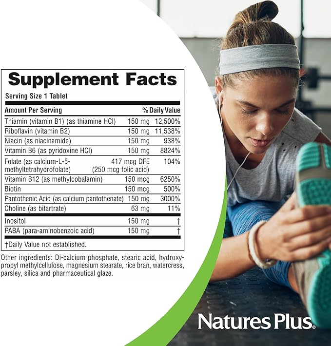 Natures Plus Mega B-150 (90 Tablets, Pack of 2) - Balanced B-Complex - Sustained Release Formula - Vegetarian, Gluten Free - 180 Total Servings