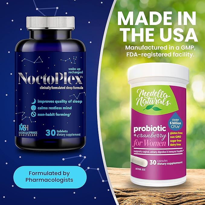 + Megastrain Probiotics for Women 100% Drug-Free & Non-Habit-Forming – Clinically Formulated Supplement - Proprietary Blend of Melatonin