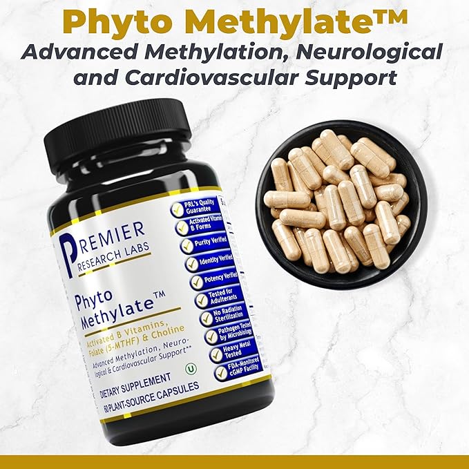 Premier Research Labs Phyto Methylate - B Vitamin Supplement - Supports Methylation, Detox, Brain & Heart Health - 5-MTHF & P5P - 60 Plant-Source Capsules