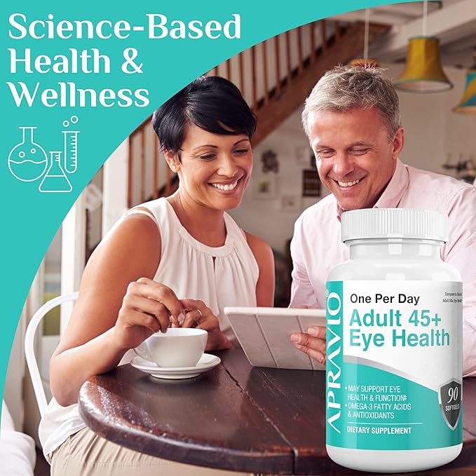 Adult 45+ Eye Health Eye Vitamins w/Vitamin C, Vitamin E, Zinc, Copper, & Omega-3 Fatty Acids for Vision Health & Eye Protection, 90 softgels
