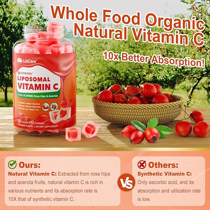 Liposomal Vitamin C 1000mg +Plant-Based Algae Omega 3 1200mg Supplement