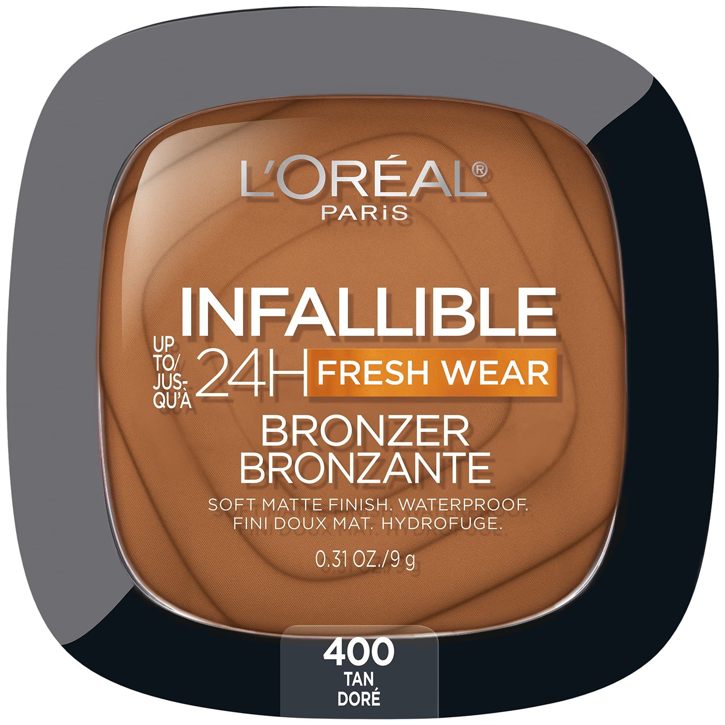 L'Oreal Paris Infallible Up to 24H Fresh Wear Soft Matte Longwear Bronzer. Waterproof, heatproof, Transfer, humidity and sweatproof, Tan, 0.31 oz