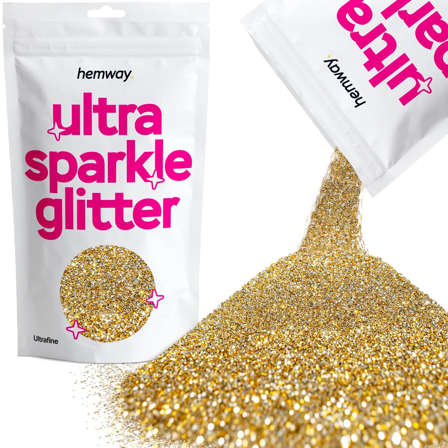 Hemway Premium Ultra Sparkle Glitter Multi Purpose Metallic Flake for Nail Art, Cosmetic Graded, Makeup, Festival, Party, Hair, Body and Eyes 100g / 3.5oz - Gold Silver