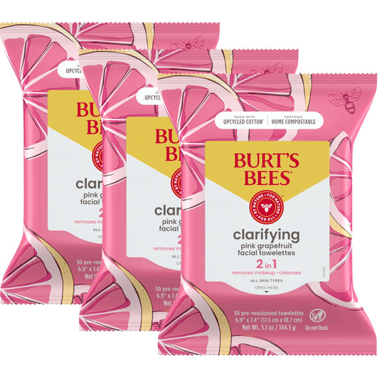 Burt's Bees Pink Grapefruit Face Wipes, Mothers Day Gifts for Mom for All Skin Types, Hydrating Makeup Remover & Facial Cleansin