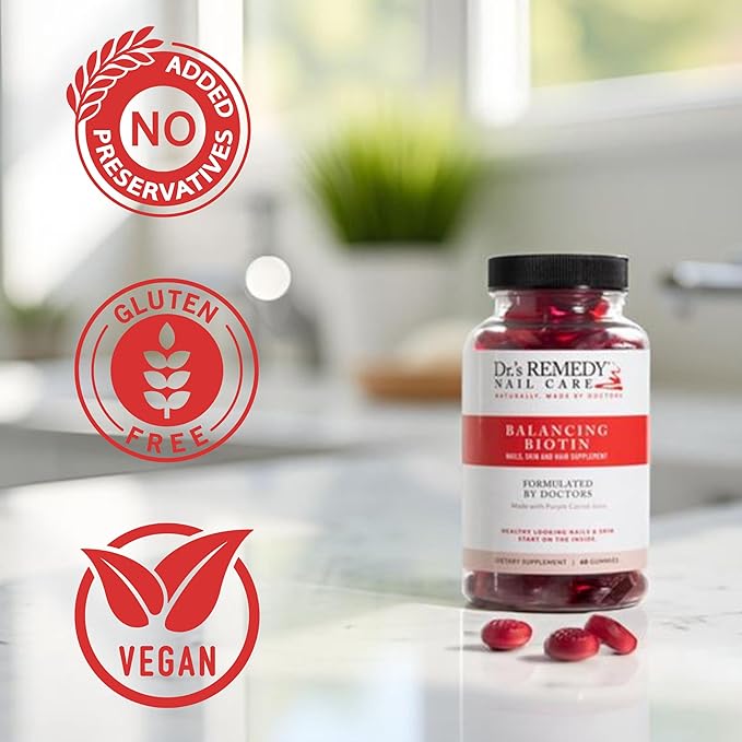Dr.'s Remedy Biotin Gummies for Hair Skin and Nails Vitamins - 5,000 mcg Organic Vegan and Gluten Free