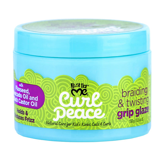 Just For Me Curl Peace Braiding & Twisting Grip Glaze - Holds & Reduces Frizz, Contains Flaxseed, Avocado Oil & Black Castor Oil