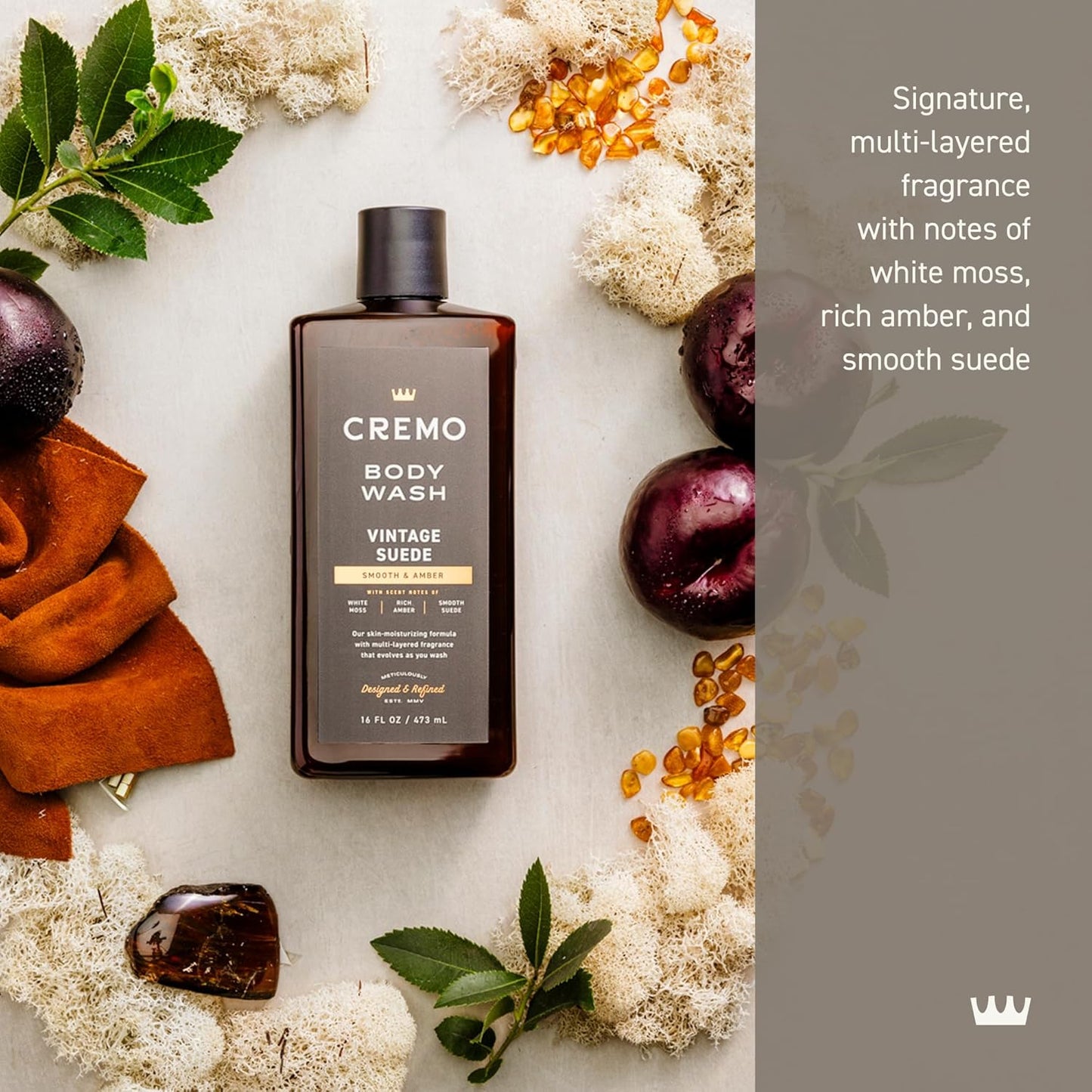 Cremo Body Wash for Men | Vintage Suede & White Moss | 16 Fl Oz