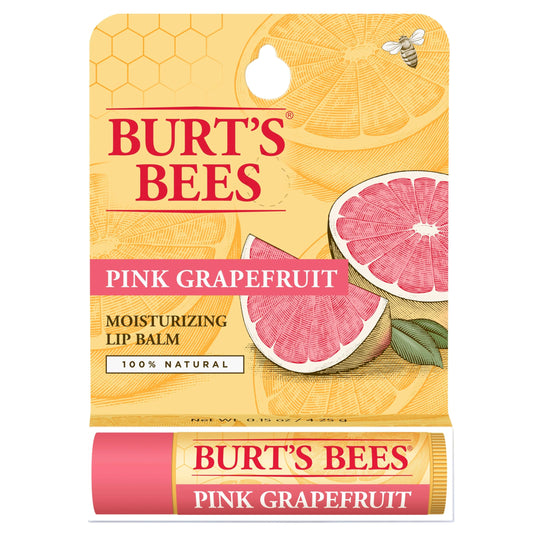 Burt'S Bees 100% Natural Moisturizing Lip Balm, Pink Grapefruit With Beeswax & Fruit Extracts, 1 Tube