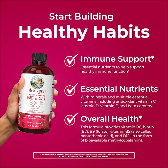 Multivitamin for Women, Men & Kids by MaryRuth's | Liquid Morning Multivitamin | Mens, Womens Vitamins | Vitamin A C D E B6 B12 Biotin Zinc | Beauty | Vegan | Non-GMO | Gluten Free | 15 Servings
