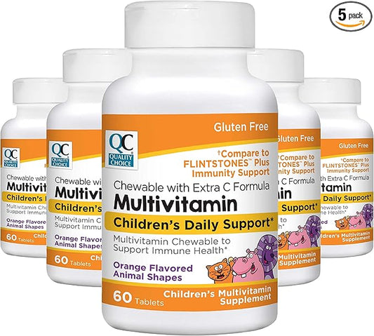 Quality Choice Children's Animal Shaped Multivitamin with Extra Vitamin C Immune Support Chewables (5 Pack)