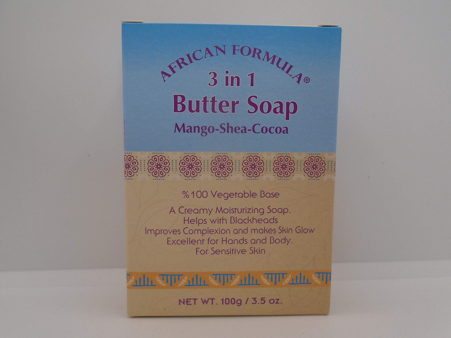 African Formula 3 In 1 Butter Soap: Mango, Shea, Cocoa Butter. 100% Vegetable Base