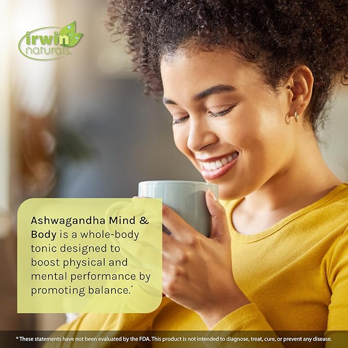 Irwin Naturals Liquid Quick-Delivery Ashwagandha Mind & Body - 10 Liquid-Tubes - Boosts Physical & Mental Performance - One-Per-Day Berry-Citrus Flavored Drink Mix