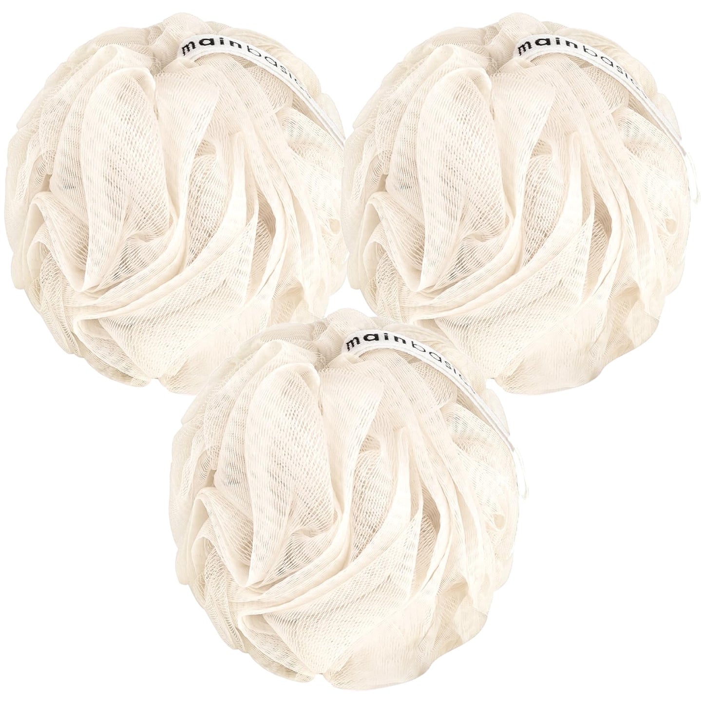 Mainbasics Seaweed Infused Bath Shower Loofah Sponge Pouf Body Wash Scrubber (Set Of 3)