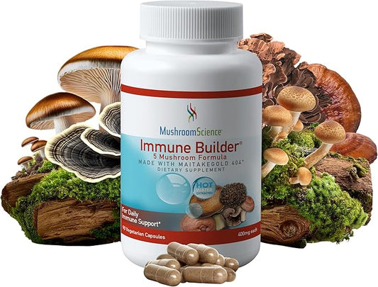 MushroomScience Immune Builder Mushroom Capsules, Full Spectrum Extract with MaitakeGold, Reishi & Shiitake, Mushroom Supplement for Adults, Hot Water Extracted Mushrooms, Vegetarian, 400MG, 90 CT