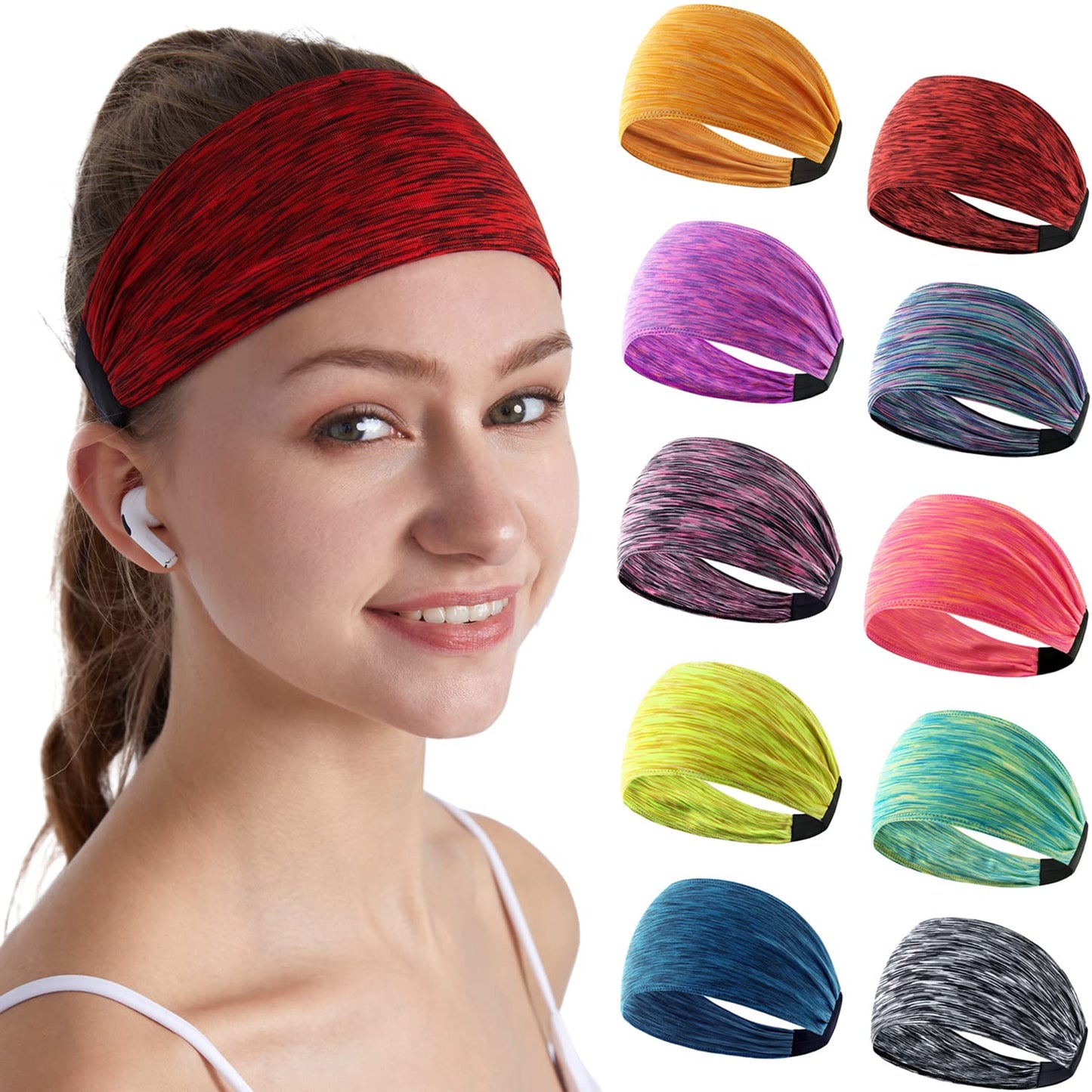DASUTA Workout Headbands for Women Sports Sweatbands Yoga Hairbands for Fitness Elastic Athletic Non Slip Wicking Headscarf for