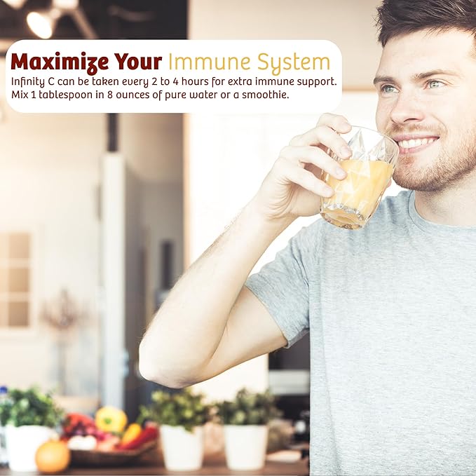 Infinity-C Organic Vitamin C Powder, Bioavailable VIT C from Acerola, Camu Camu & Amla, Whole Food Vitamin C 1000mg, Immune Support Superfoods, Shilajit, Astragalus Root & Ginger (30 Servings)