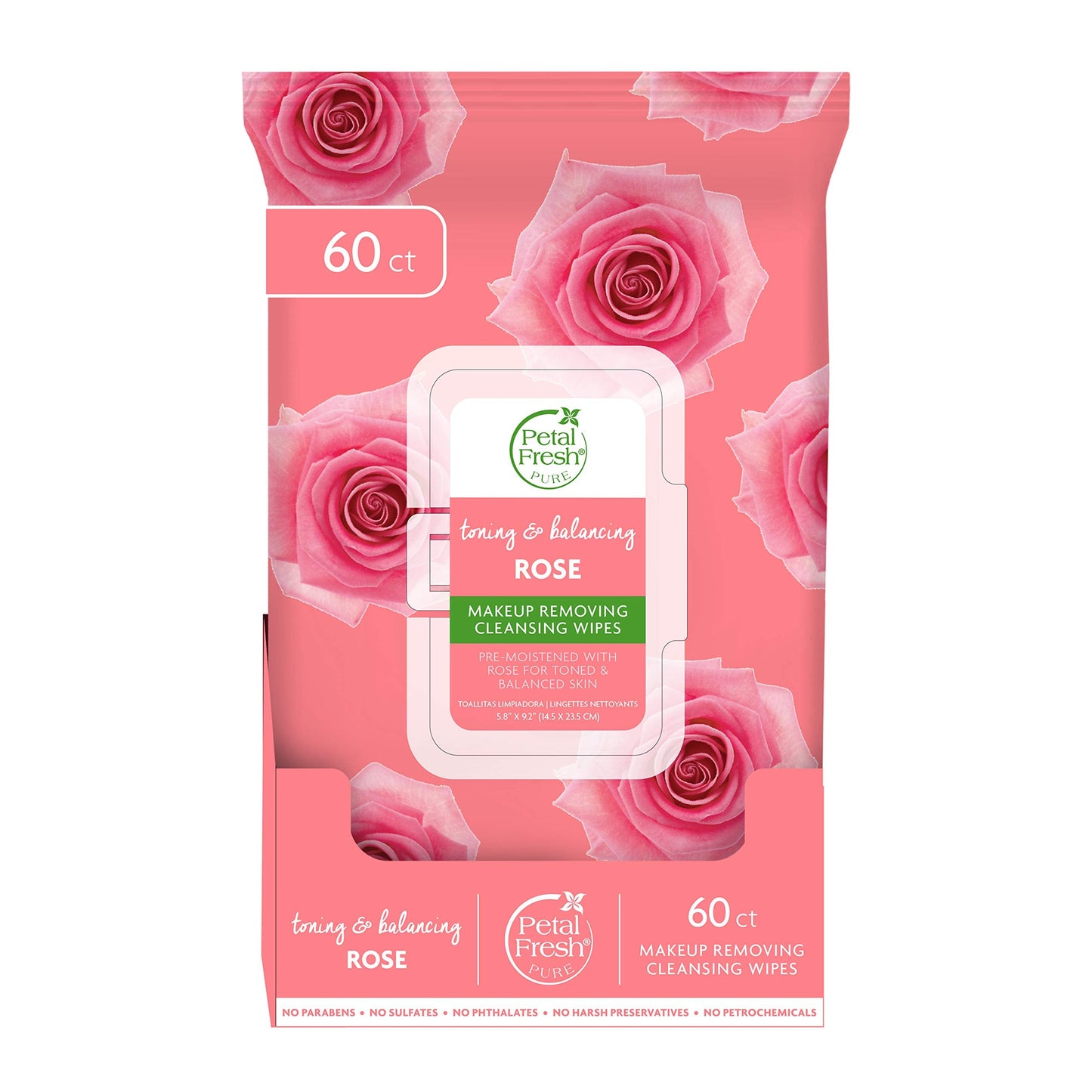 Petal Fresh Pure Brightening Rose Makeup Removing, Cleansing Towelettes, Gentle Face Wipes, Daily Cleansing, Vegan And Cruelty F
