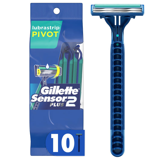 Gillette Sensor2 Plus Pivoting Head Mens Disposable Razors, 10 Count (Pack of 3)