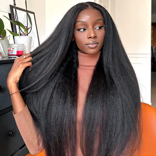 Isee Hair Lace Front Wigs Human Hair Kinky Straight Wear & Go Glueless Wigs Natural Hairline Pre Cut Hd Lace Closure Wig Beginne