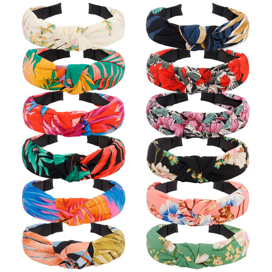 Velscrun Headbands For Women Girls 12 Pack Stylish Top Knotted Headbands Flower Headband For Women'S Hair Non Slip Women Fashion