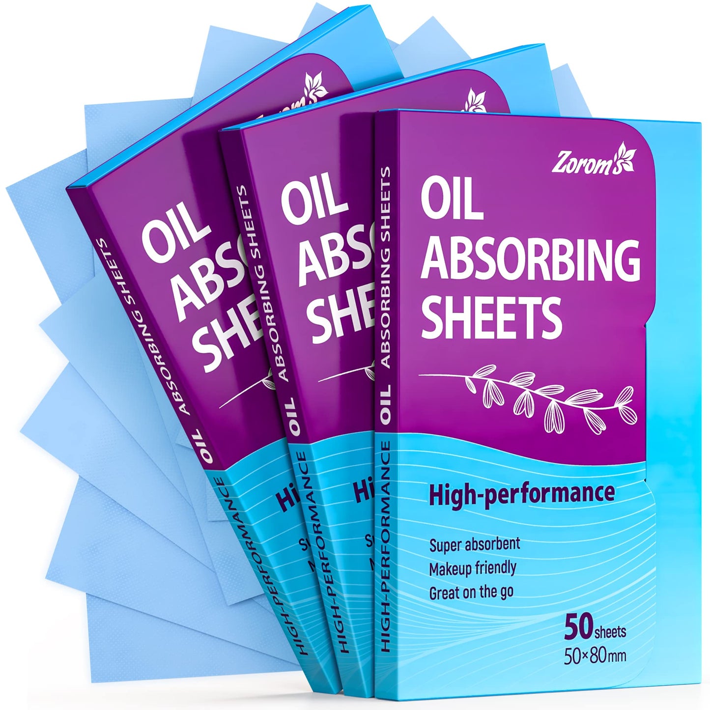 High-Performance Oil Absorbing Sheets For Face - 3 Pack (150 Sheets) - Makeup Friendly Blotting Papers For Oily Skin - Oil Blott
