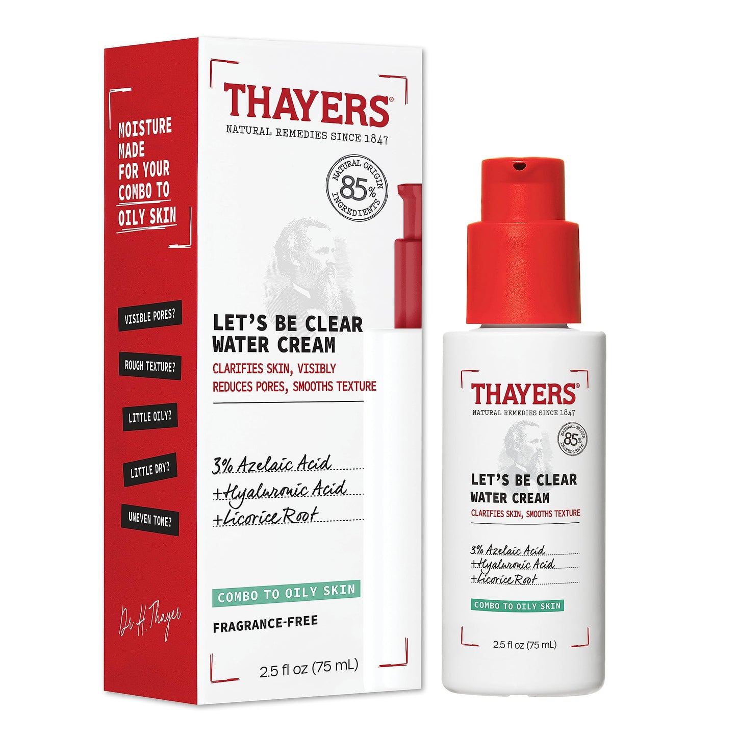 Thayers Let'S Be Clear Water Face Cream, Moisturizer With Azelaic Acid And Hyaluronic Acid, Skin Care For Combination To Oily Sk