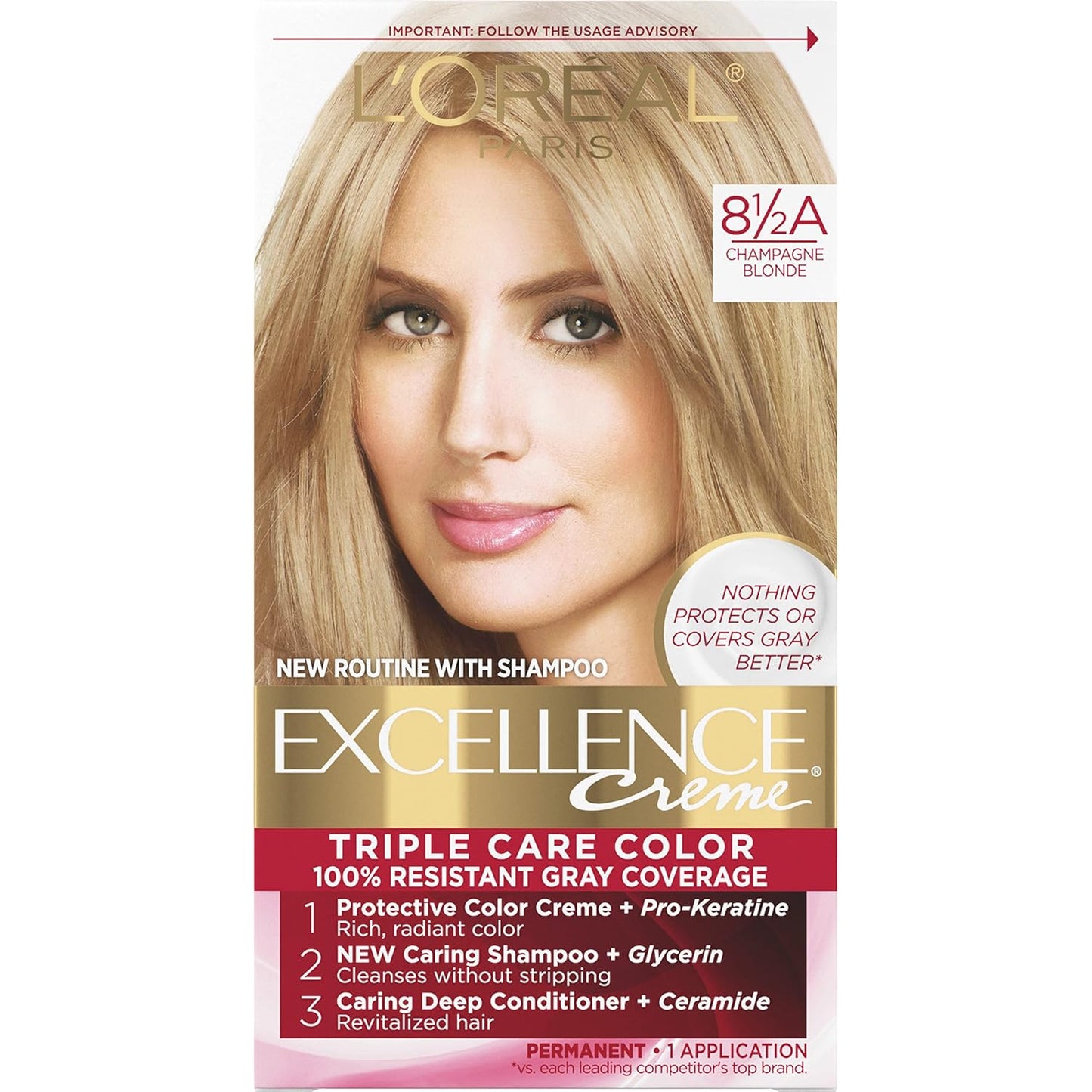 L'Oreal Paris Excellence 6G Light Golden Brown Hair Color | Gray Coverage, 8 Weeks