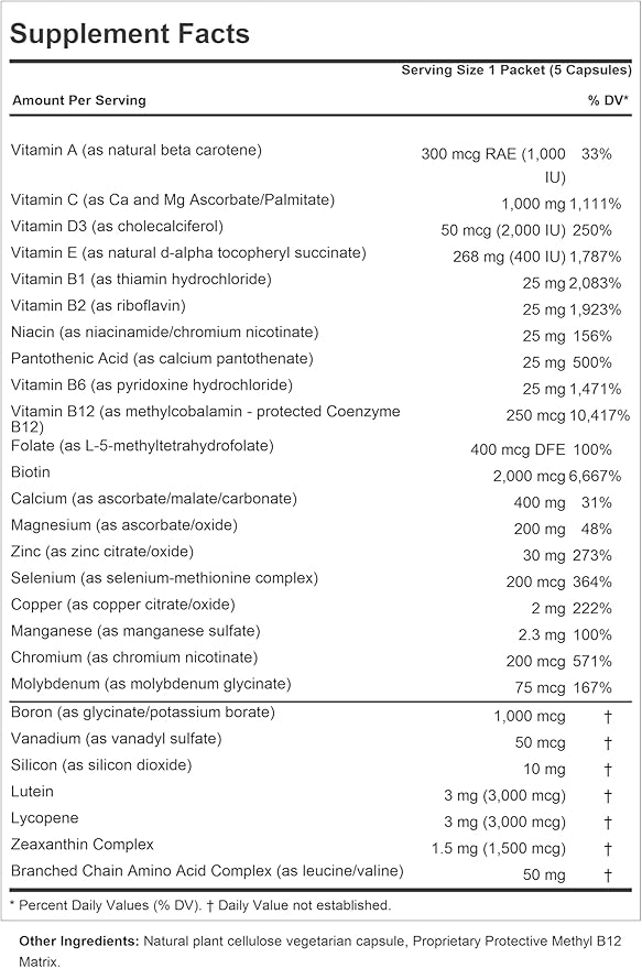 ANDREW LESSMAN Multivitamin - Women's Complete 30 Packets - High Potencies of 30+ Nutrients, Essential Vitamins, Minerals, Carotenoids. Small Easy-to-Swallow. No Binders, No Fillers, No Additives
