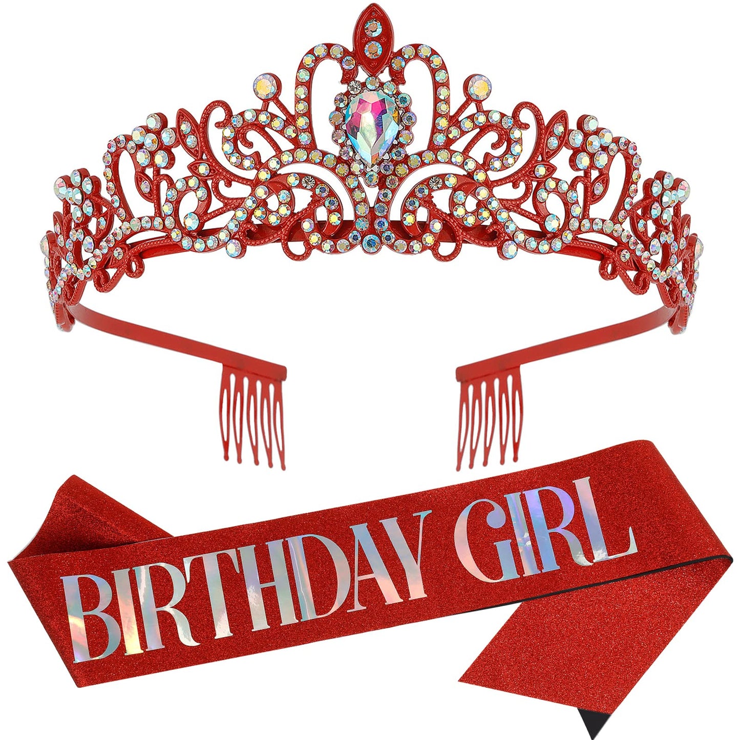 'Birthday Girl'' Sash & Rhinestone Tiara Set Cocide Birthday Sash And Tiara For Women Birthday Decoration Kit Rhinestone Headba