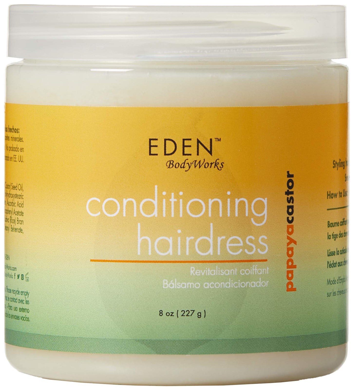 Eden Bodyworks Papaya Castor Conditioning Hairdress | 8 Oz | Reduce Frizz, Nourish Hair & Scalp - Light Hold