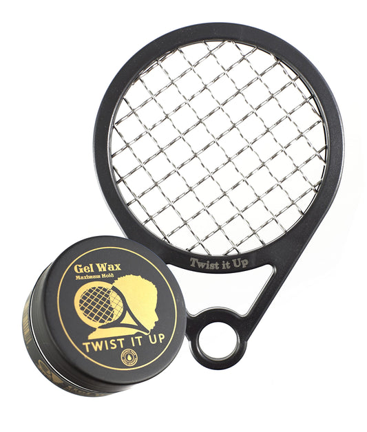 Twist It Up Comb with Gel (Unity Black) - Alternative to Hair Sponges for Black Men Curls and Sponge for Hair, Tennis Racket for