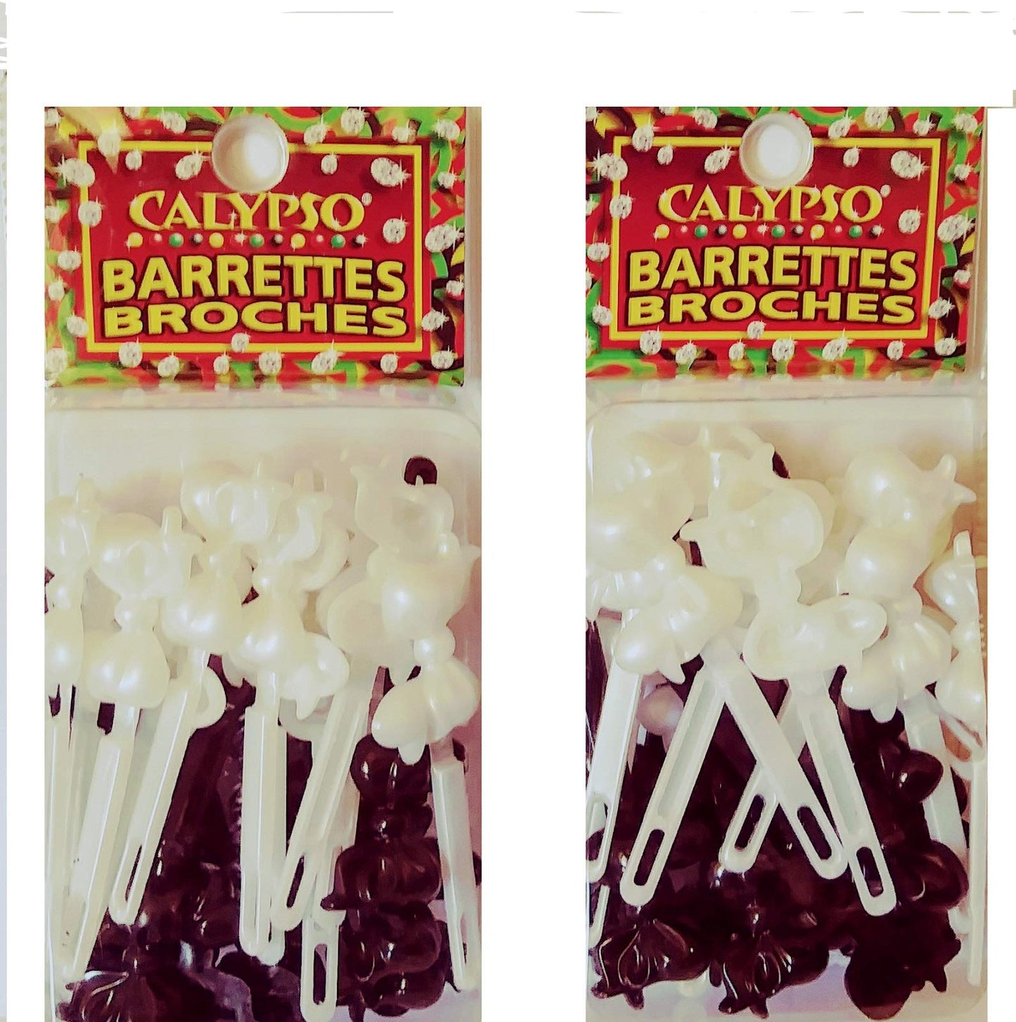 Calypso Hair Barrettes, Bows, Black, White