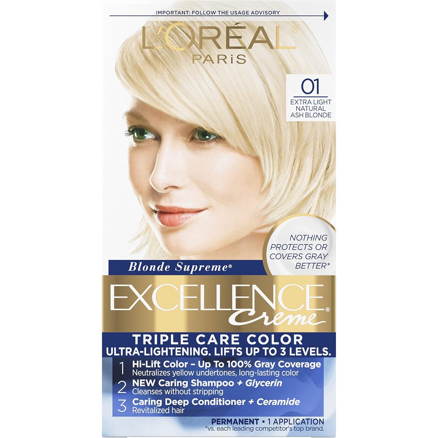 L'Oreal Paris Excellence Crème Hair Color | 5 Medium Brown | 100% Gray Coverage | Pack of 3