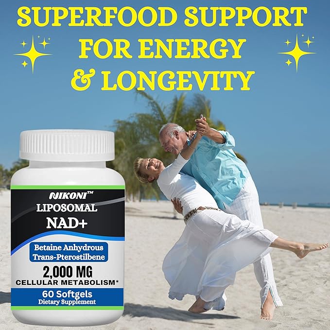 Liposomal NAD+ 2000 mg with TMG and Pterostilbene, Supports Healthy Aging-120 Softgels