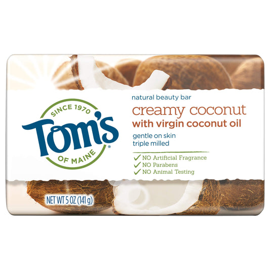 Tom'S Of Maine Natural Beauty Bar, Bar Soap, Natural Soap, Creamy Coconut With Virgin Coconut Oil, 5 Ounce
