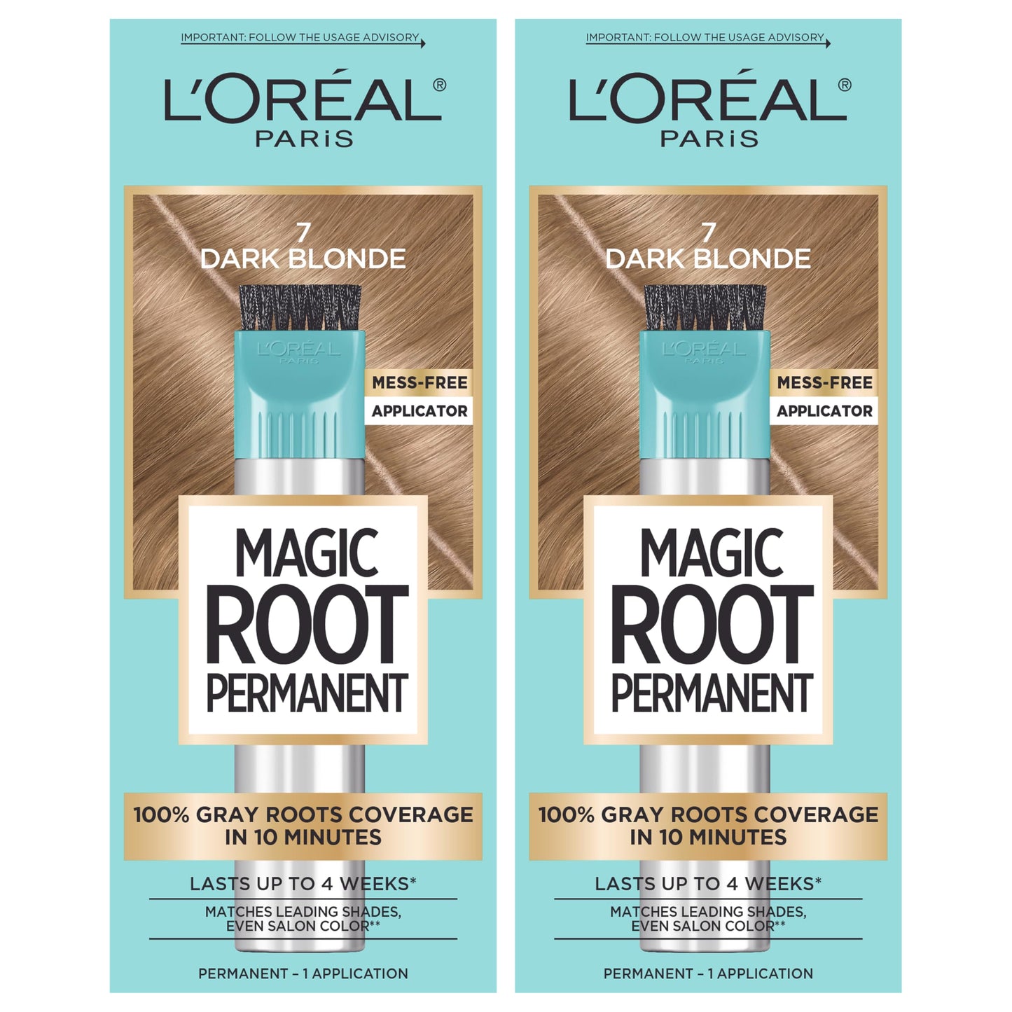L’Oréal Paris Magic Root Permanent Hair Color, 10 Minute Hair Dye Kit to Rescue Roots with 100% Gray Hair Coverage, 7 Dark Blonde, 2 Pack (Packaging May Vary)