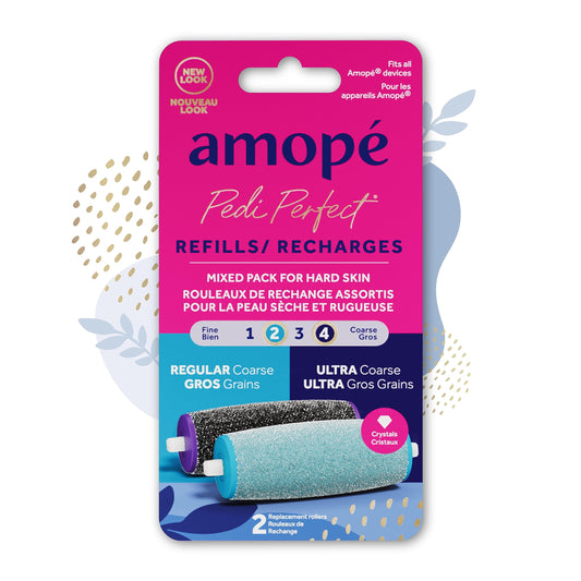 Amope Pedi Perfect Electric Callus Remover Foot File Roller Head Refills, With Diamond Crystals, Removes Hard & Dead Skin, Mixed