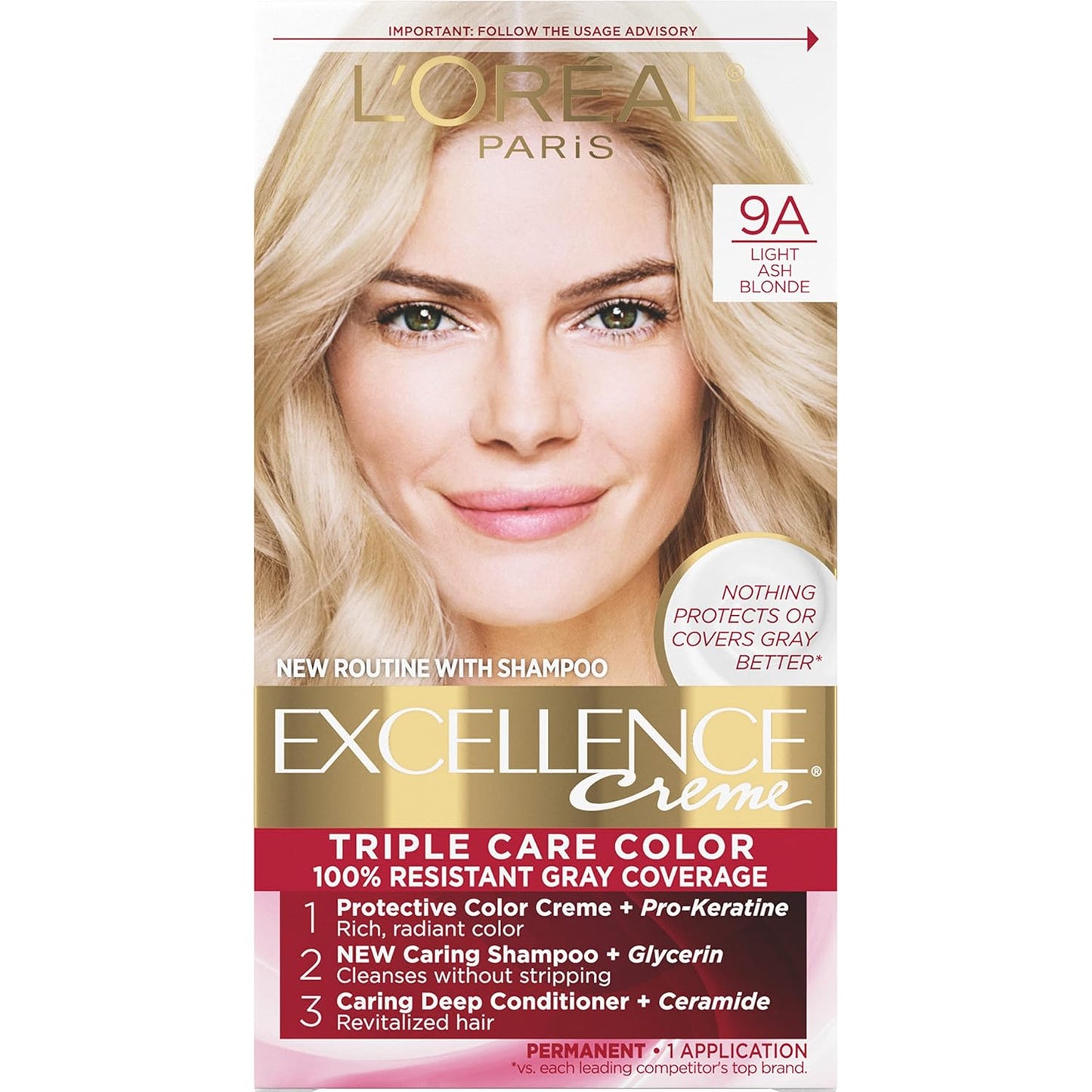 L'Oreal Paris Excellence Crème Hair Color | 9 Light Natural Blonde | Gray Coverage
