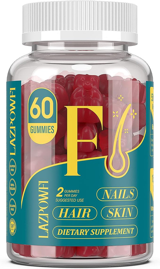 Biotin Gummies for Hair, Skin and Nails - Hair Vitamins for Men & Women, 10,000mcg Max Strength Vitamin B7 for Hair Growth and Stronger Nails,60 Counts - Cranberry Falvor-1