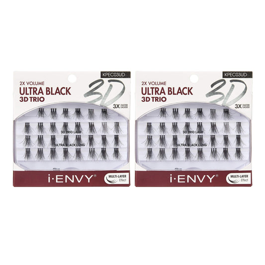 iENVY 3D Trio Lash Ultra Black Long (2 PACK) Double Volume, Naturally Fluffy, 3X Faster Easier Appliacation