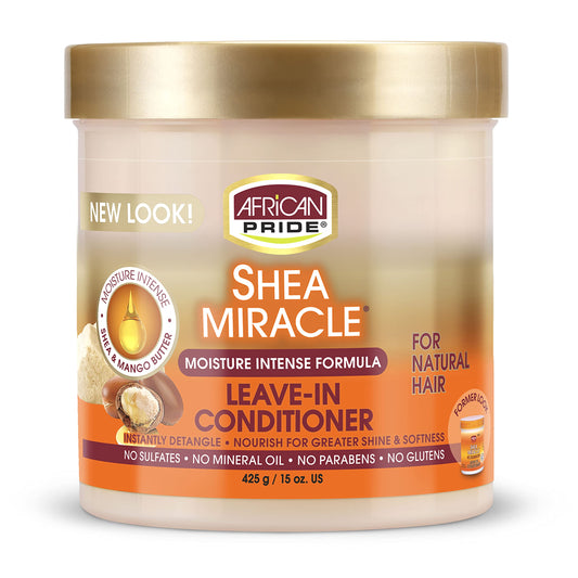 African Pride Shea Miracle Leave In Conditioner - Contains Shea & African Mango Butter To Smooth Curls, Coils & Waves, Nourishes