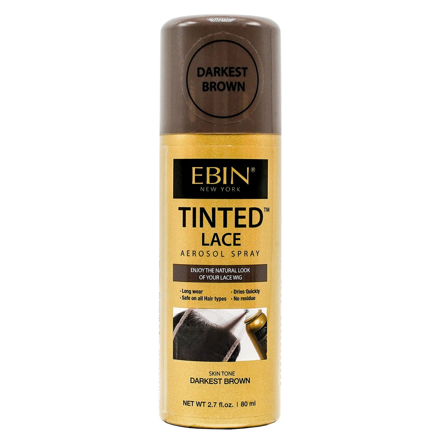 Tinted Lace Aerosol Spray - Darkest Brown 2.7Oz/ 80Ml, Quick Dry, Water Resistant, No Residue, Water Resistant, Even Spray, Matc