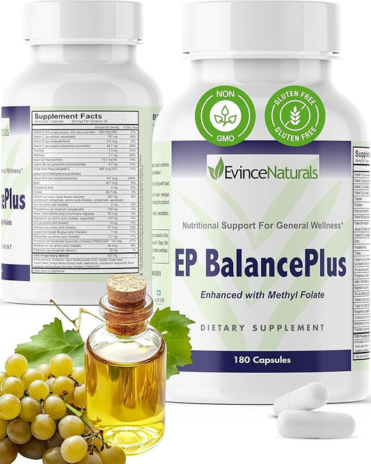 EP BalancePlus Multivitamin for Adults - Multivitamin for Men & Women with Vitamins and Minerals - Methyl Folate & Amino Acids for Nutritional Support - General Wellness Supplement, 180 Capsules