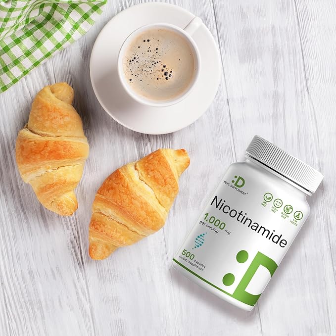 Vitamin B3 Nicotinamide 1,000mg Per Serving – 500 Capsules, Flush Free Niacin, Essential B3 – Supports Healthy Skin & Energy Production – Non-GMO