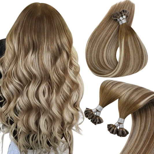 Sunny Hair U Tip Hair Extensions Human Hair Balayage Blonde U Tip Human Hair Extensions Keratin Hair Extensions Balayage Medium